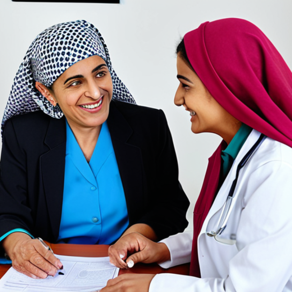 치매 환자 전문 요양병원 - Doctor-Patient Consultation**
"A friendly female doctor in a clean, bright office, fully clothed in...
