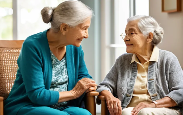 요양병원 장기입원 환자 관리 - Image Prompt 1: Dignified Elderly Care with Compassionate Interaction** 요양병원 장기입원 환자 관리 - Image Prompt 1: Dignified Elderly Care with Compassionate Interaction**