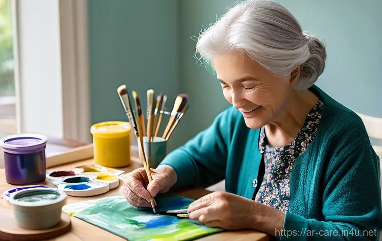 치매 요양병원 추천 목록 - **Prompt 1: A heartwarming interaction during an art therapy session.**
    An elderly woman, with s...